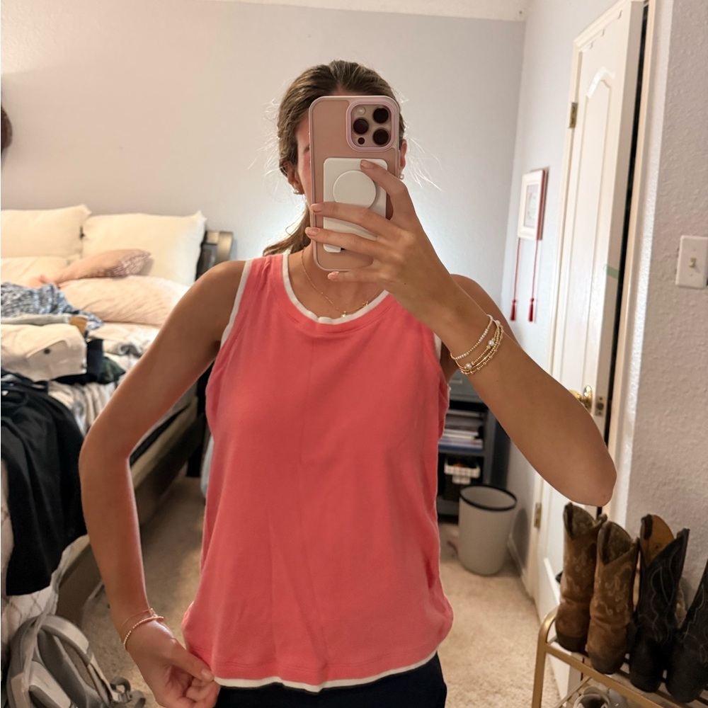 Carolyn Taylor Coral Tank with White Trim